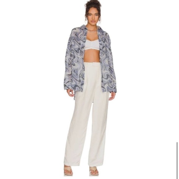 Blue oversized button up top - Picture 4 of 7